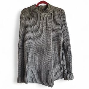 Lou & Grey Chunky Knit Crossover Gray Cardigan Size M